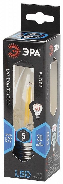 Лампа светодиодная Эра F-LED E27 5Вт 4000K F-LED B35-5W-840-E27