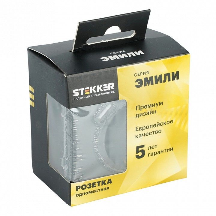Розетка с заземлением и со шторкой и 2хUSB type A и C, без рамки Stekker Эмили 50218
