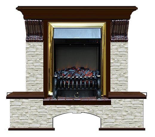 Комплект из электрокамина напольного и портала (122x40х108.5 см) Бостон К ГО Fobos BR БК000046