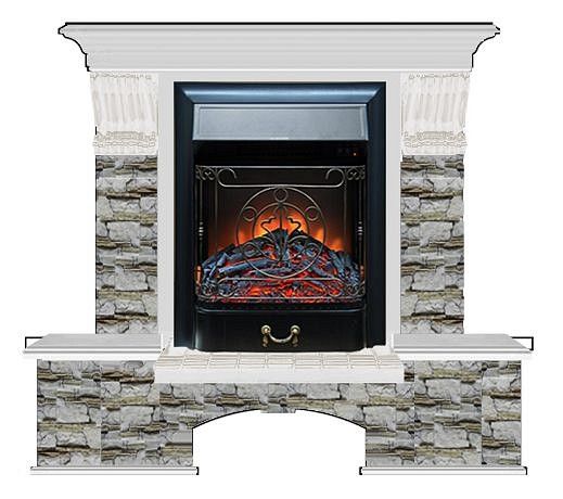 Комплект из электрокамина напольного и портала (122x40х108.5 см) Бостон К Алтай Majestic BL БК000015