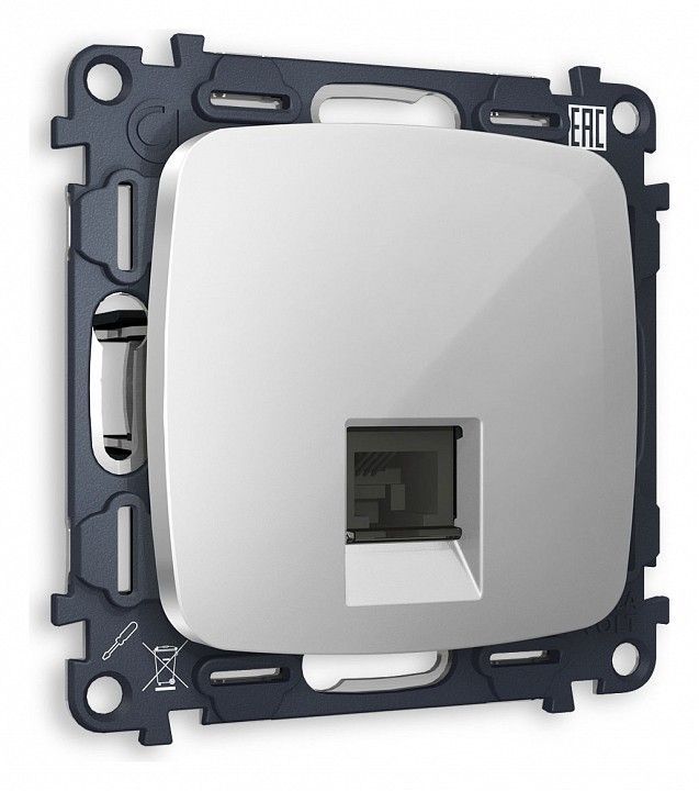 Розетка Ethernet RJ-45 и со шторками, без рамки Ambrella Volt OMEGA MO412010