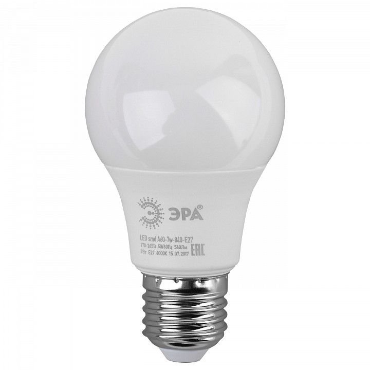 Лампа светодиодная Эра Стандарт E27 7Вт 4000K LED A60-7W-840-E27