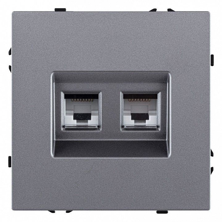 Розетка двойная Ethernet RJ-45 и со шторками, без рамки Kollinger Eclipse EC-018GY
