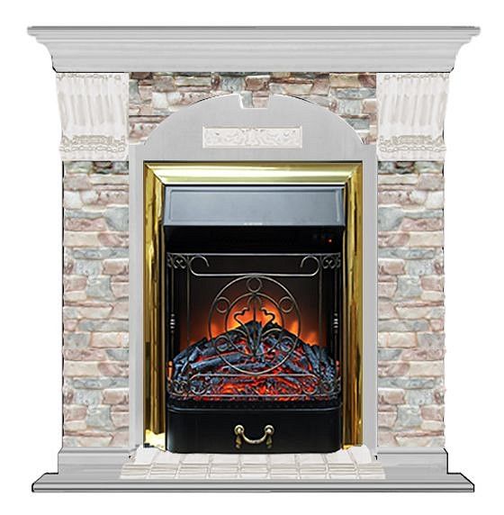 Комплект из электрокамина напольного и портала (106.5x36.5x98 см) Арочный ГЦ Majestic BR АР000076