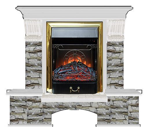 Комплект из электрокамина напольного и портала (122x40х108.5 см) Бостон К Алтай Majestic BR БК000016