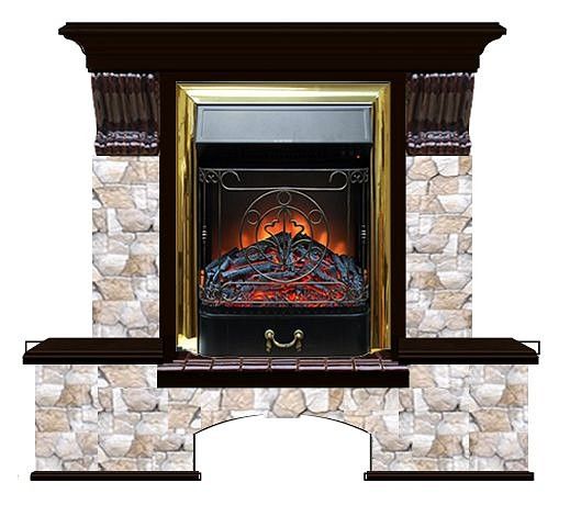 Комплект из электрокамина напольного и портала (122x40х108.5 см) Бостон К Арбат Majestic BR БК000024