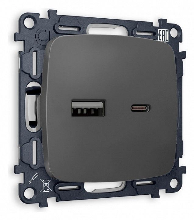 Розетка 2хUSB type A и C без рамки Ambrella Volt OMEGA MO911010
