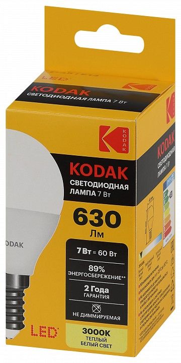 Лампа светодиодная Kodak  E14 7Вт 3000K LED KODAK P45-7W-830-E14 K