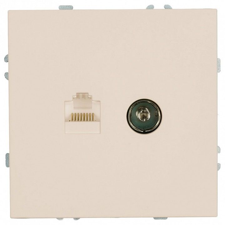 ТВ-розетка и розетка Ethernet RJ-45 без рамки Stekker Эмили 49898