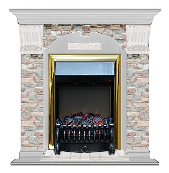 Комплект из электрокамина напольного и портала (106.5x36.5x98 см) Арочный ГЦ Fobos BR АР000074