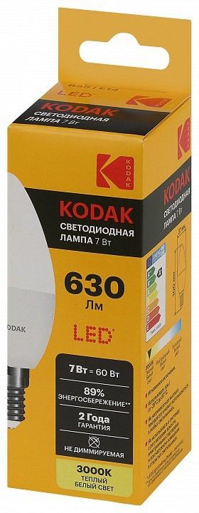 Лампа светодиодная Kodak  E14 7Вт 3000K LED KODAK B35-7W-830-E14 K