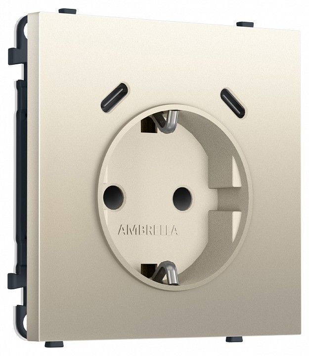 Розетка с заземлением и со шторкой и 2хUSB C, без рамки Ambrella Volt MS MS550510