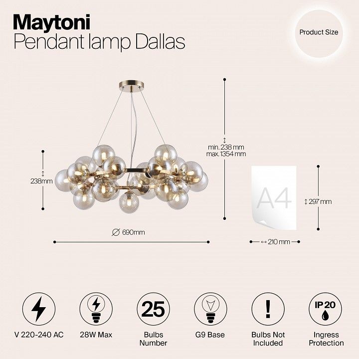 Подвесная люстра Maytoni Даллас MOD548PL-25G