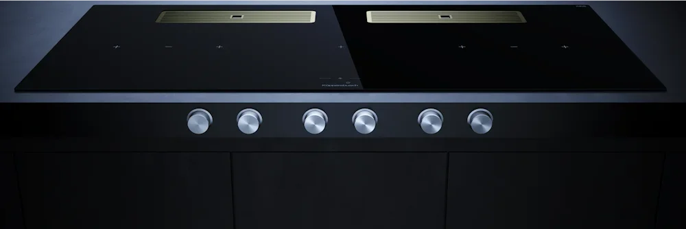 Индукционная варочная поверхность с вытяжкой Kuppersbusch KMI 12850.0 SR-E Gold