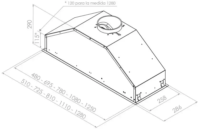 Встраиваемая вытяжка Pando GTI/510 IX V1050 ECO SEC PLUS