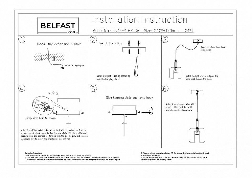 Подвесной светильник Belfast Pansy 6214-1 BR CA