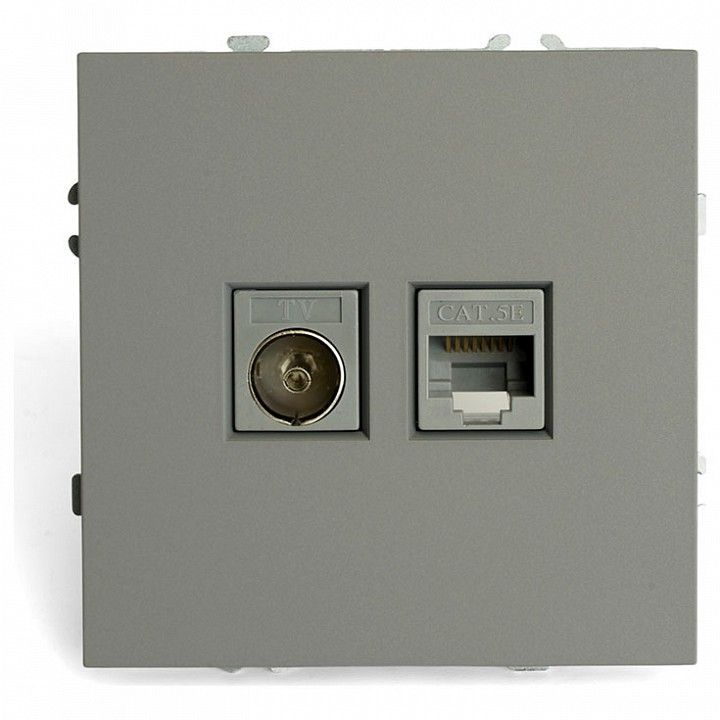 ТВ-розетка и розетка Ethernet RJ-45 без рамки Stekker Эмили 49950
