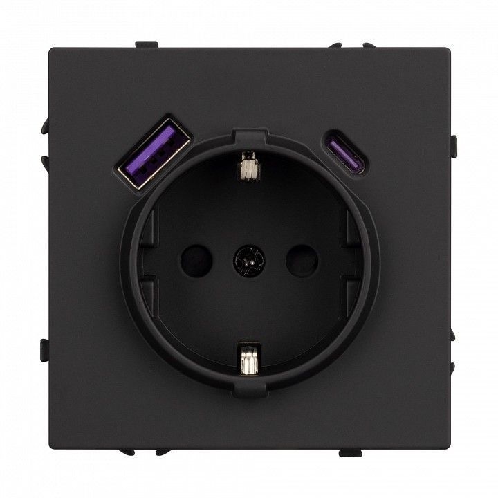 Розетка с заземлением и со шторкой и 2хUSB type A и C, без рамки Arlight NOBE 054285(1)