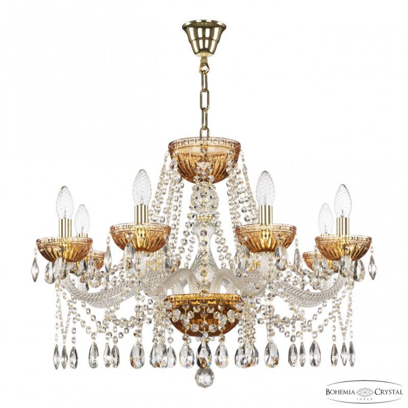 Подвесная люстра Bohemia Ivele Crystal 5413 5413/8/240 G Amber/M-1G
