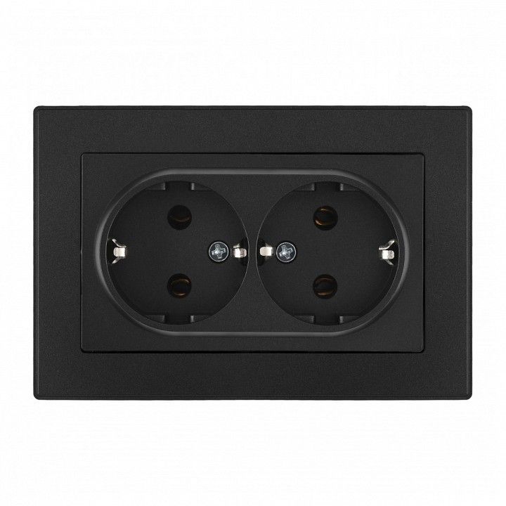 Розетка двойная с заземлением и со шторкой Arte Milano SET06-2 SET06-double-40-2 black