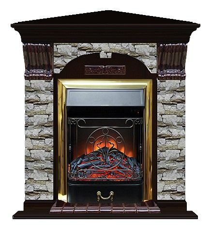 Комплект из электрокамина напольного и портала (106.5x81x98 см) Арочный Алтай угл. Majestic BR АРУ00004