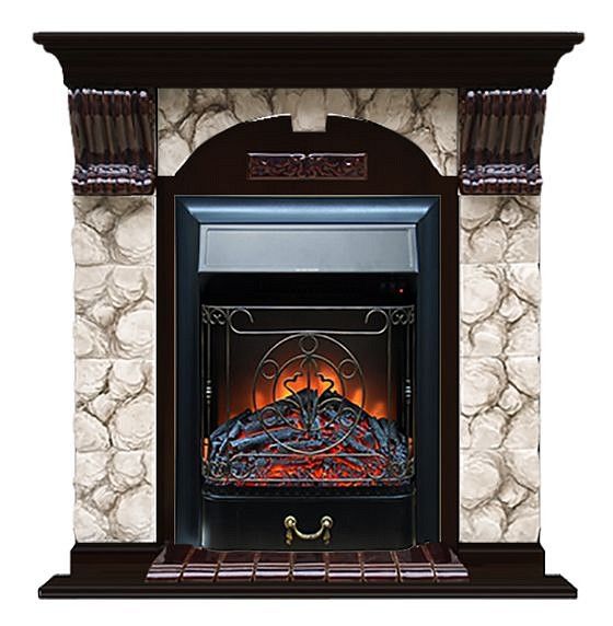 Комплект из электрокамина напольного и портала (106.5x36.5x98 см) Арочный Карелия Majestic BL АР000083