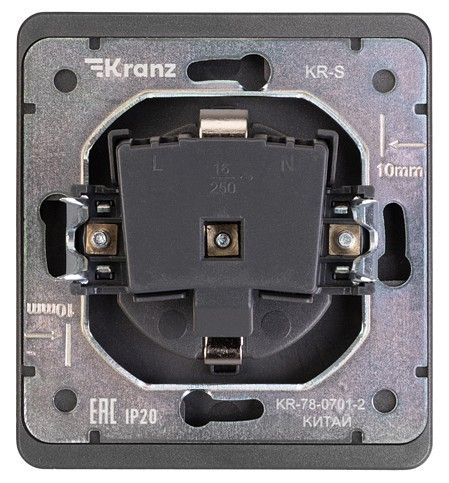 Розетка с заземлением и со шторкой, без рамки Kranz ROUND KR-78-0701-2