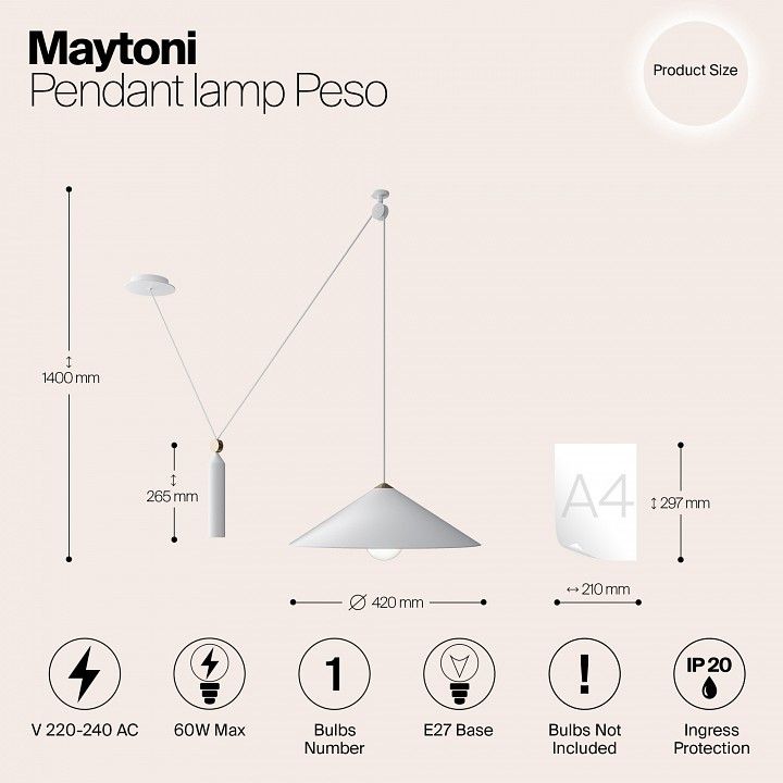 Подвесной светильник Maytoni Technical Песо P080PL-01W
