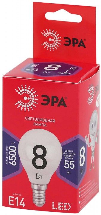 Лампа светодиодная Эра  E14 8Вт 6500K LED P45-8W-865-E14 R