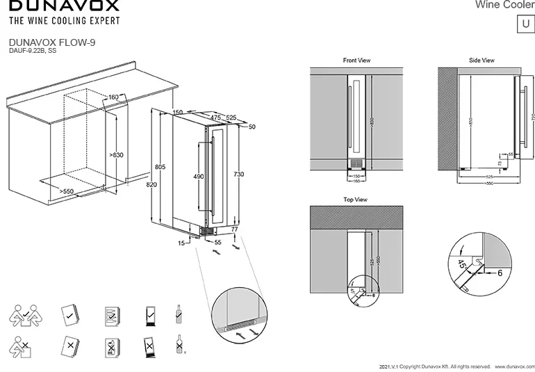 Встраиваемый винный шкаф Dunavox DAUF-9.22MB