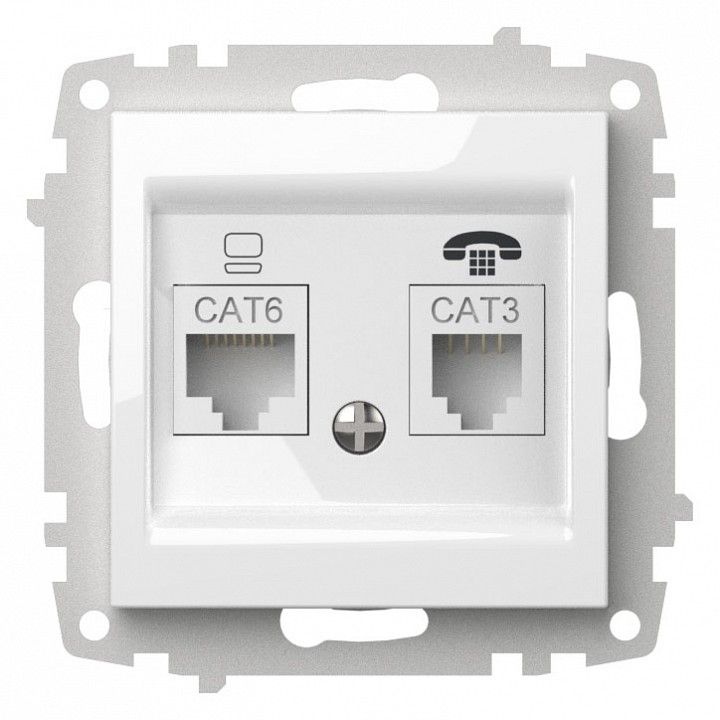 Розетка двойная RJ-12 и Ethernet RJ-45, без рамки Elbi Eleсtriс Zena Vega 609-015600-249