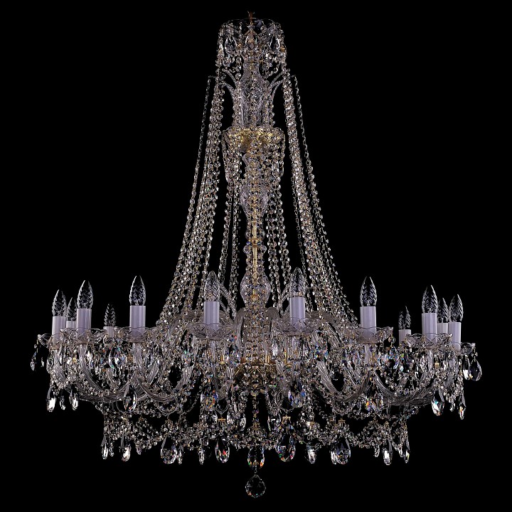 Подвесная люстра Bohemia Ivele Crystal 1411 1411/16/400/XL-115/G