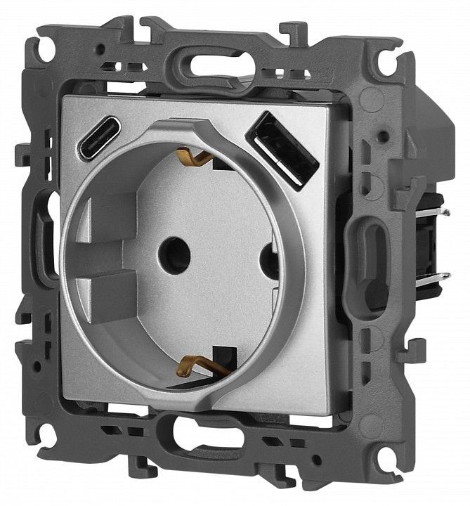 Розетка с заземлением и со шторкой и 2хUSB, без рамки Эра Эра 12 12-4108-03