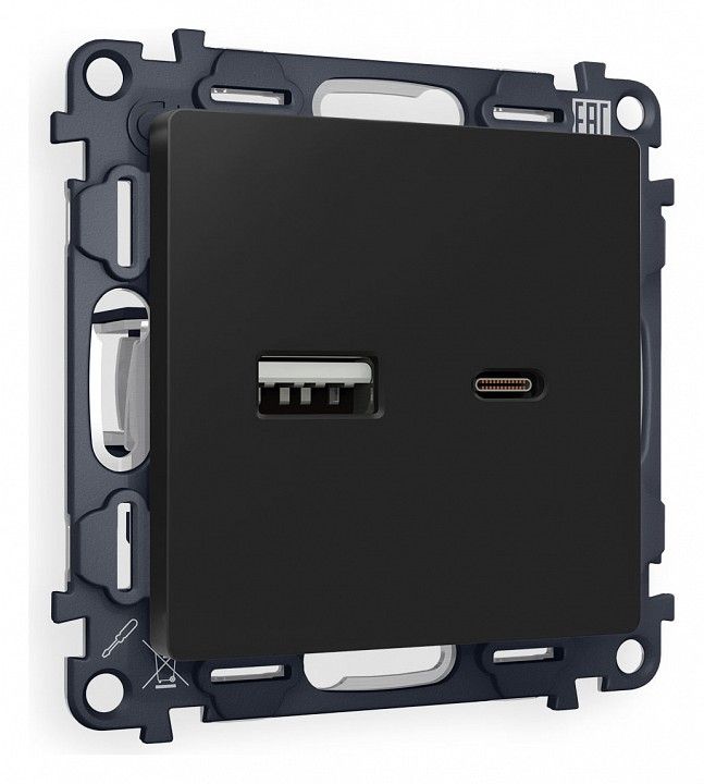 Розетка 2хUSB type A и C без рамки Ambrella Volt ALFA MA811010