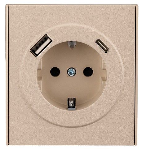 Розетка с заземлением и со шторкой и 2хUSB, без рамки Kranz STRONG KR-78-0704-8