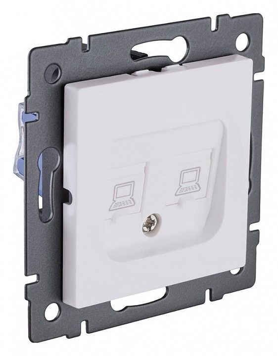 Розетка двойная Ethernet RJ-45 и со шторками, без рамки Kollinger  REA-019WM