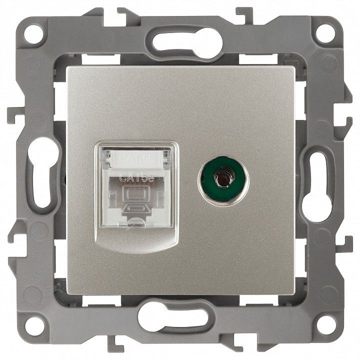 ТВ-розетка и розетка Ethernet RJ-45 без рамки Эра Эра 12 12-3110-15