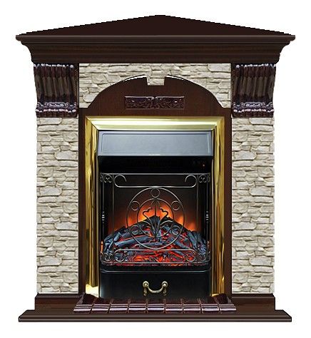 Комплект из электрокамина напольного и портала (106.5x81x98 см) Арочный ГО угл. Majestic BR АРУ00048
