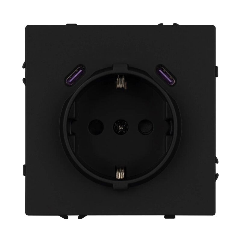 Механизм розетки с заземлением и со шторками и 2хUSB type C Arlight NOBE 061813