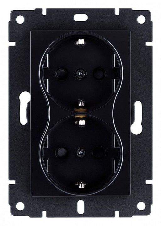 Розетка двойная с заземлением, без рамки Kollinger  REA-032BK