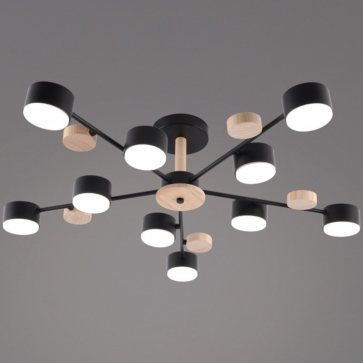 Люстра на штанге Reluce 03758 03758-0.3-10 BK+WOOD GX53