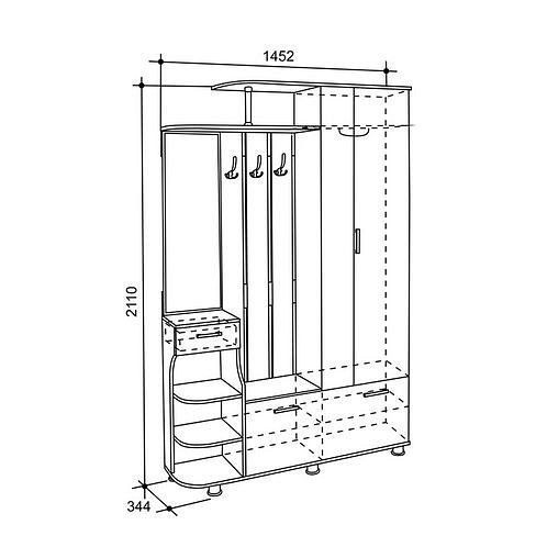 Стенка для прихожей Mebelson Барселона PR-0017.1544