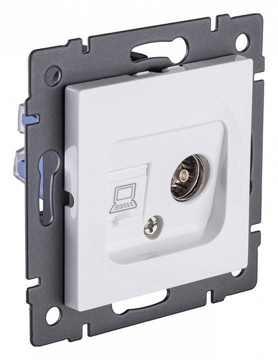ТВ-розетка и розетка Ethernet RJ-45 без рамки Kollinger  REA-012WH
