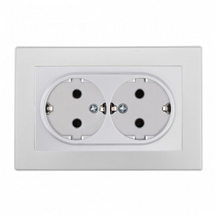 Розетка двойная с заземлением и со шторкой Arte Milano SET06-2 SET06-double-40-2 silver