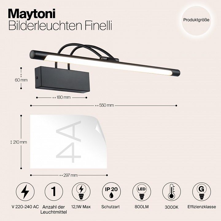 Подсветка для картины Maytoni Финелли MIR004WL-L12B