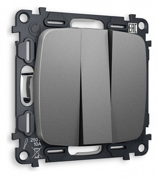 Выключатель трехклавишный без рамки Ambrella Volt OMEGA MO655010