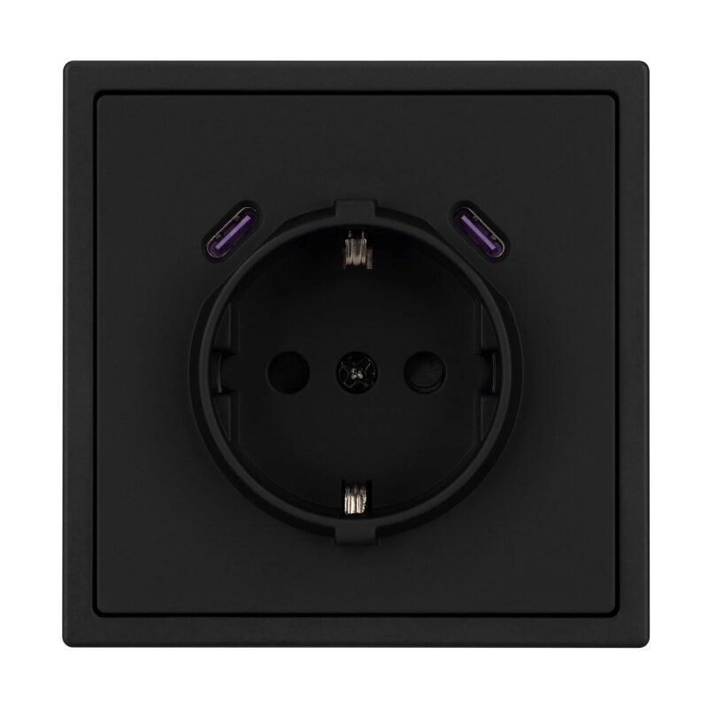 Механизм розетки с заземлением и со шторками и 2хUSB type C Arlight NOBE 061813