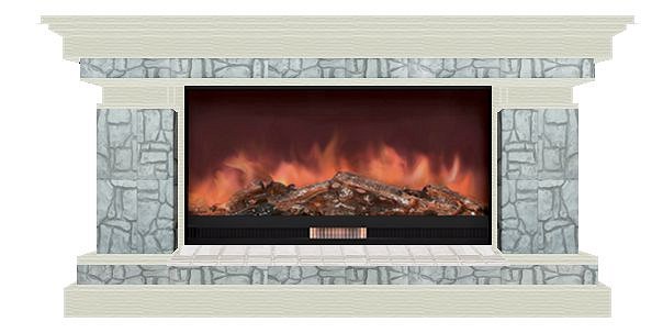 Комплект из электрокамина напольного и портала (143x45x80 см) Брайтон Старый Город Premier S86 БР000014