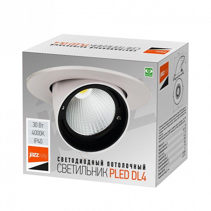 Встраиваемый светильник Jazzway  PLED DL4 30W 4000K 24° White  IP40