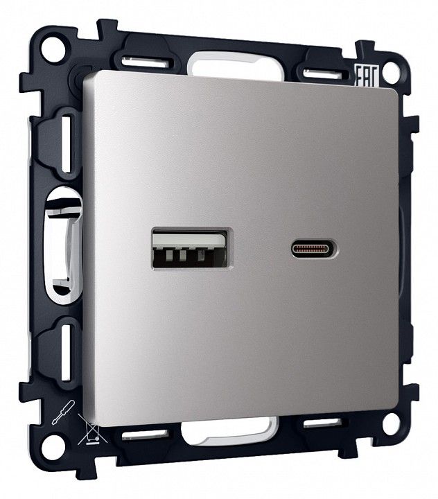 Розетка 2хUSB type A и C без рамки Ambrella Volt ALFA MA511010